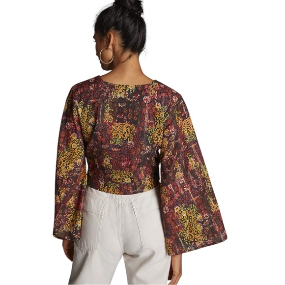 NWT Roopa Pemmaraju Bell-Sleeved Wrap Blouse for Anthropologie Womens Small - Picture 3 of 7